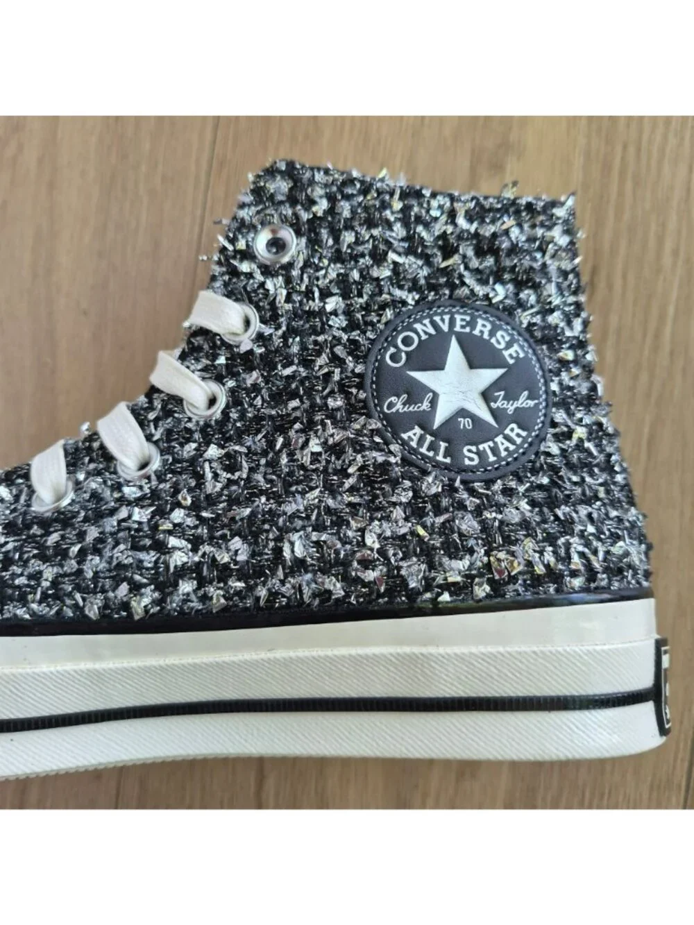 ⭐Converse Chuck 70 Hi Metallic Tweed Sz 5.5 Men's shoes Sneakers Black A14442C